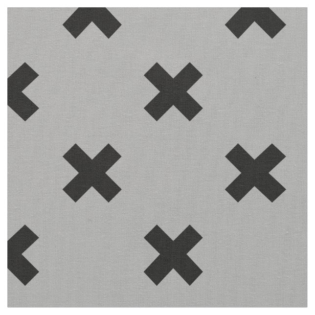 Svart kor-stygn på grått tyg (Närbild)
