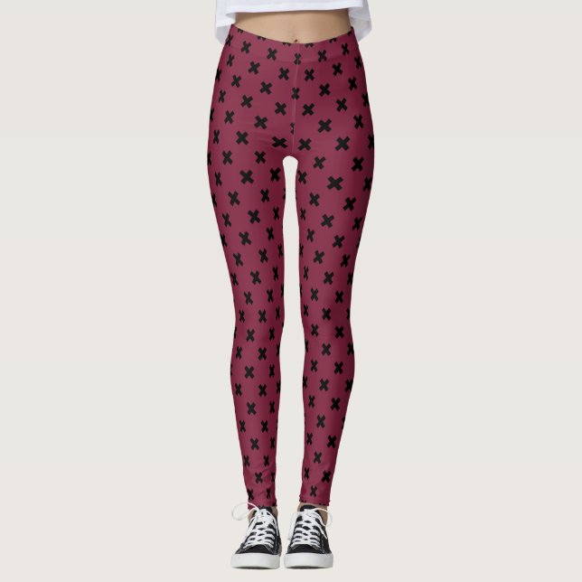 Svart kor-stygn på mullbär leggings (Framsida)