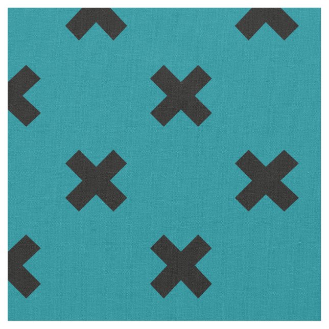 Svart kor stygn på teal tyg (Närbild)