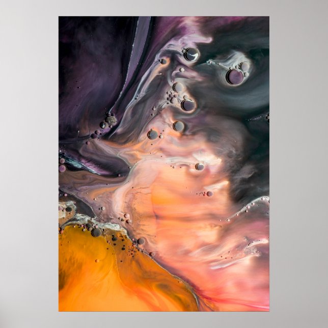 Svart korall och Orange-Abstrakt minimalistisk av  Poster (Framsidan)