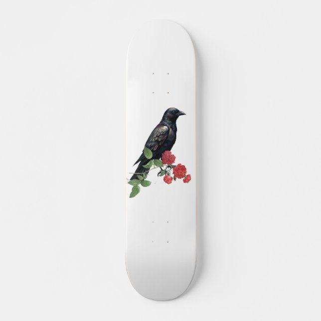 Svart Korp & Röda Rosor Skateboard (Framsida)