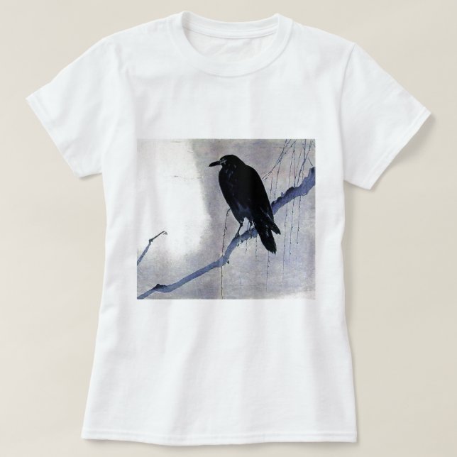 Svart korpsvart fågel t-shirt (Design framsida)