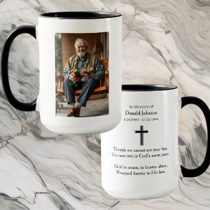 Svart kors och dikt Foto Minnesmärke Mugg