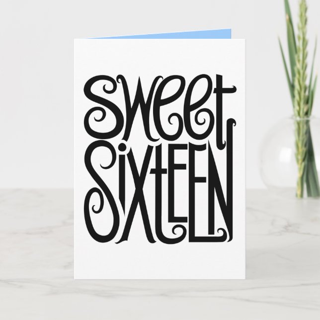 svart kort för sweet sixteen (Framsida)
