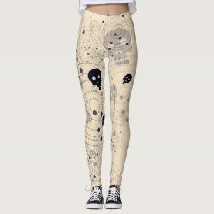 Svart kosmsocker döskallar mönster leggings
