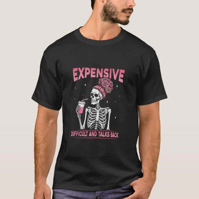 Svårt kostsam och återgår till skelettkaffe t shirt (Framsida)