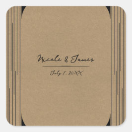 Svart Kraft Minimal Modern Linjer Bröllop Fyrkantigt Klistermärke