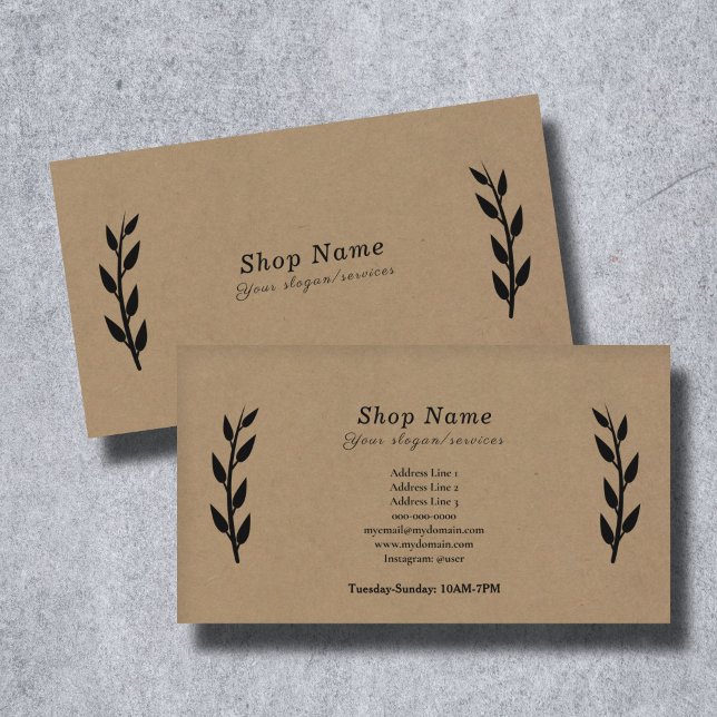 Svart, Kraft & Rustic-Affärskort Visitkort (Black, Kraft & Rustic Business Card)