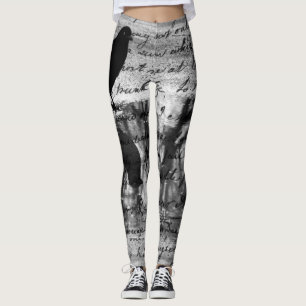 Svart Kråka Art Leggings