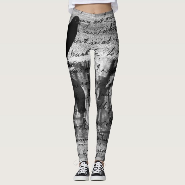 Svart Kråka Art Leggings (Framsida)