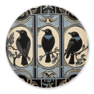 Svart Kråka Birds Art nouveau Art Deco Bird Knopp