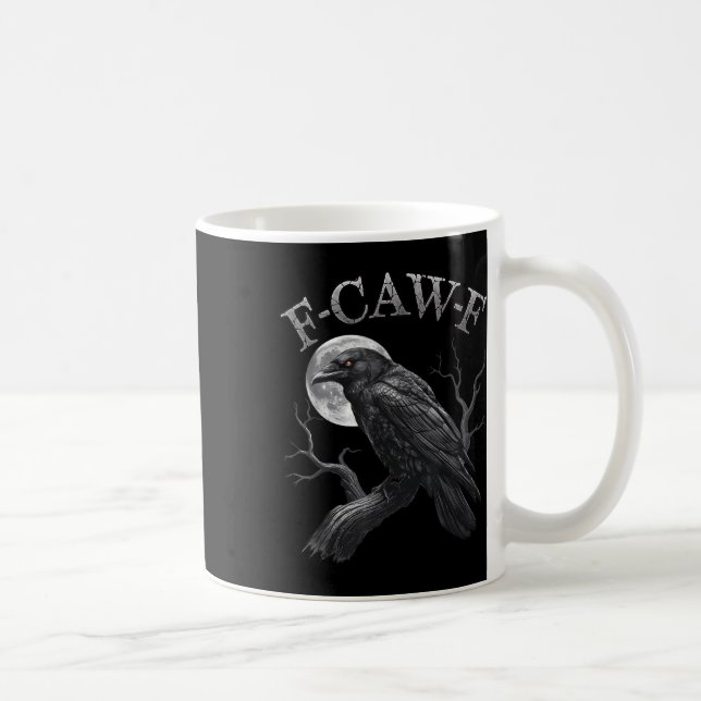Svart Kråka, F-caw-f Funny Black Bird Måne Gothic  Kaffemugg (Höger)