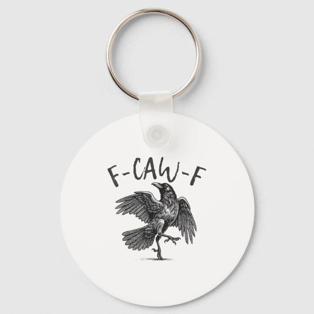 Svart Kråka, F-caw-f Funny Black Bird Nyckelring (Framsida)