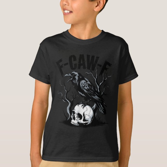Svart Kråka, F-caw-f Funny Black Bird T Shirt (Framsida)
