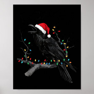 Svart Kråka, F-caw-f Rolig Jul Korp Tomte Hatt Poster