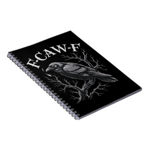 Svart Kråka F-Caw-F Rollig Svart Fågel Mån Gothic Anteckningsbok