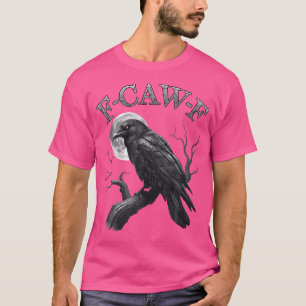 Svart Kråka F-Caw-F Rollig Svart Fågel Måne Gotisk T Shirt