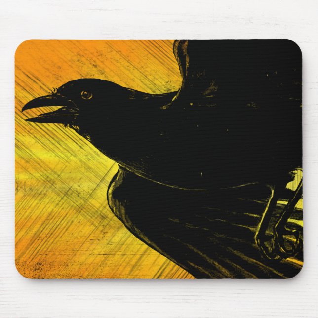 Svart Kråka - Grunge Mouse Pad Musmatta (Framsidan)