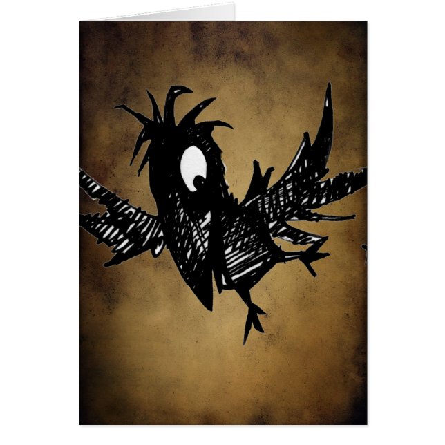Svart kråka hälsningskort (Framsidan)