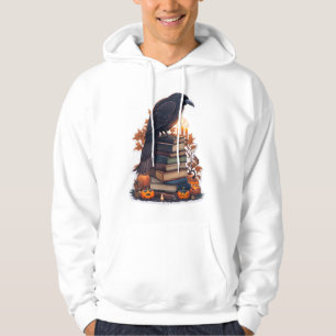 Svart kråka högst upp på bokar 2023 hoodie