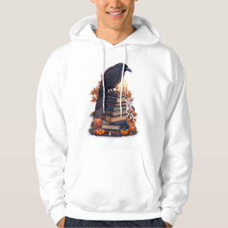 Svart kråka högst upp på bokar 2023 hoodie