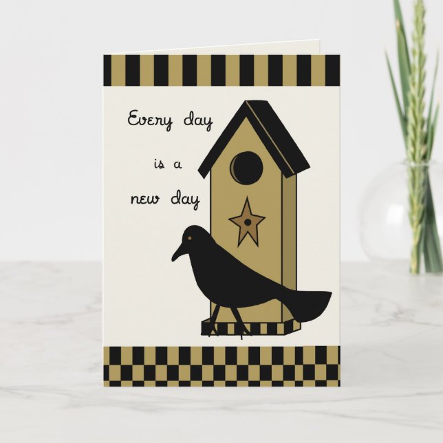 Svart Kråka House Encouragement Kort (Framsida)