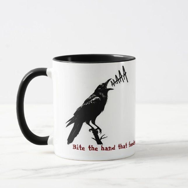 Svart kråka illustration - gotisk konstdesign mugg (Vänster)