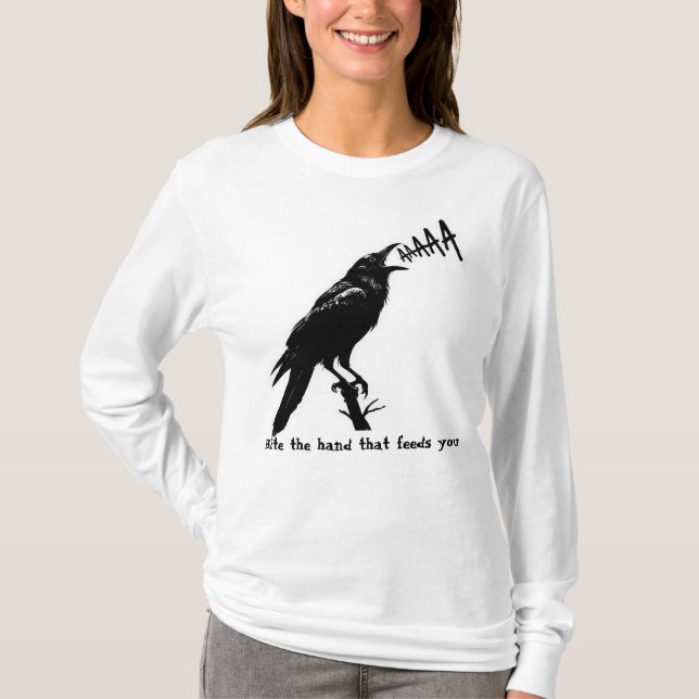 Svart kråka illustration - gotisk konstdesign t shirt (Framsida)
