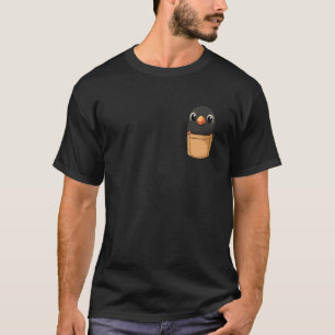 Svart Kråka Korp I Fickan Tecknad Grafisk Fågel T Shirt