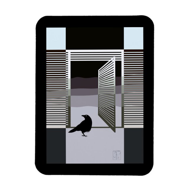 Svart Kråka Magnet (Vertikal)