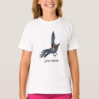 Svart Kråka med liten flicka - T-shirt