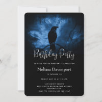 Svart Kråka med Runes Mörk Goth Stil Birthday