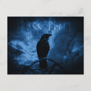 Svart Kråka med Runes Mörk Goth Stil Helg Vykort