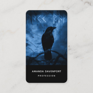 Svart Kråka med Runes Mörk Goth Stil Visitkort
