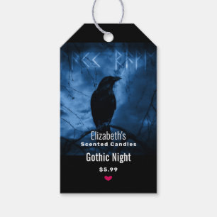 Svart Kråka med RunMörk Goth Stil Shop Presentetikett