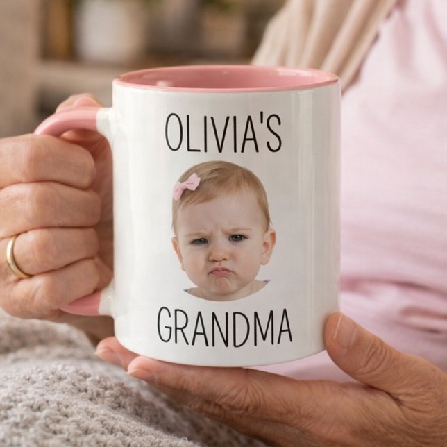 Svart kråka mugg (Personalized Grandma Mug with Baby Photo Custom Gift for Grandmother)