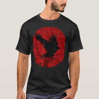 Svart Kråka Mystisk Korp vid Fullmåne T Shirt