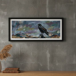 Svart Kråka Oljemålning Korp Gotisk Natur Poster