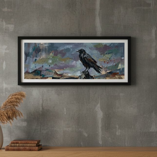 Svart Kråka Oljemålning Korp Gotisk Natur Poster (Black crow raven gothic poster)