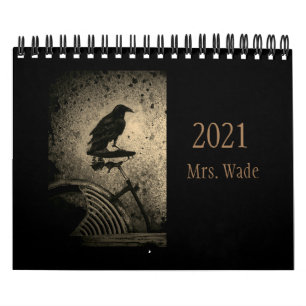 svart kråka på vintagens cykelkalender kalender