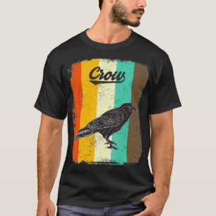 Svart Kråka Retro 70-talets Vintage Bird Älskare T Shirt