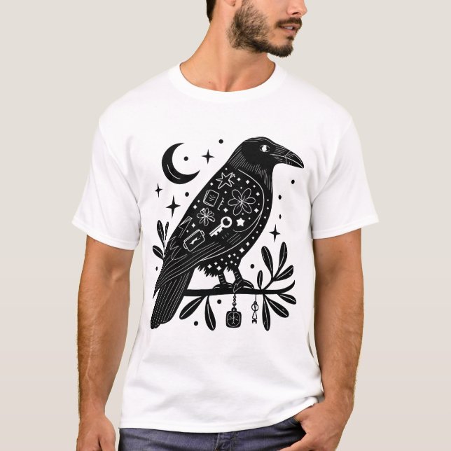 Svart Kråka T-Shirt-design T Shirt (Framsida)