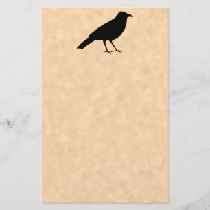 Svart kråkafågel på en Parchmentmodell Brevpapper