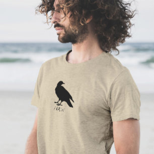 Svart kråkteckning och 'naw'-silhuett t shirt