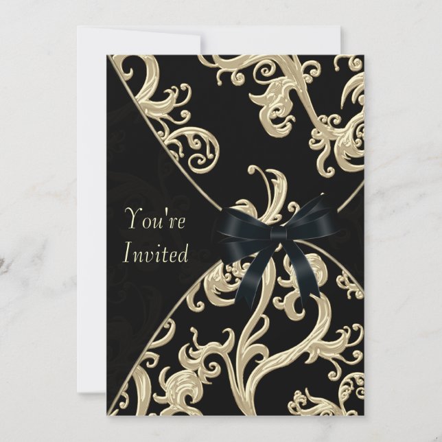 Svart Kräm Cocktailparty Inbjudningar (Framsida)