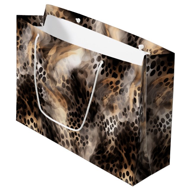 Svart Kräm Leopard Djur Födelsedag (Framsidan Vinklad)