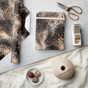 Svart Kräm Leopard Djur Födelsedag Presentpapper