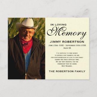 Svart & kräm- minnes- familjbekräftelse vykort