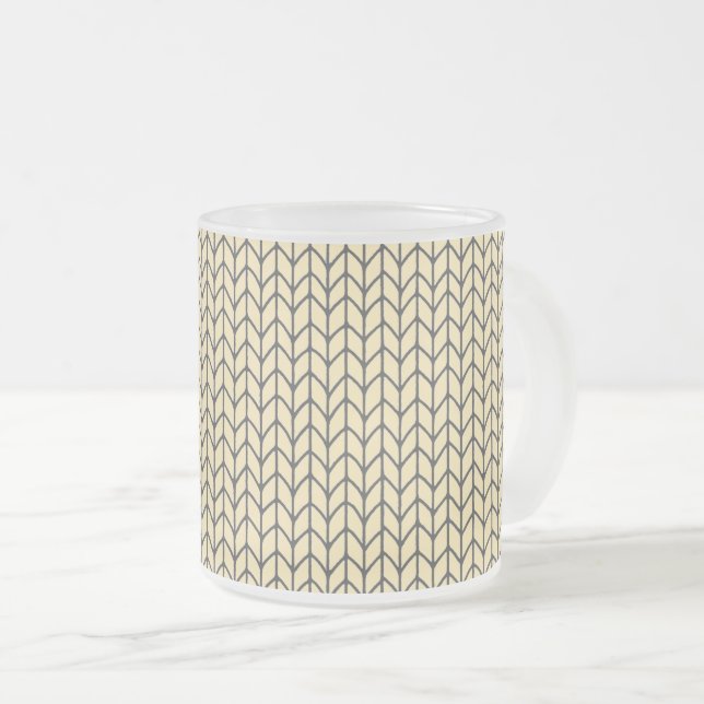 SVART KREAMSTICKAT Frostat Glas Mugg (Framsida höger)