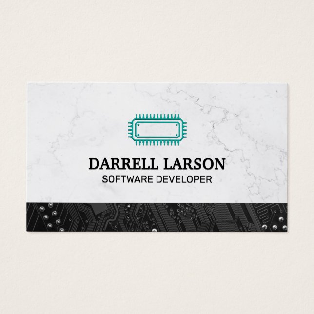 Svart kretskort | Teknikmikroprocessor Visitkort (Framsidan)